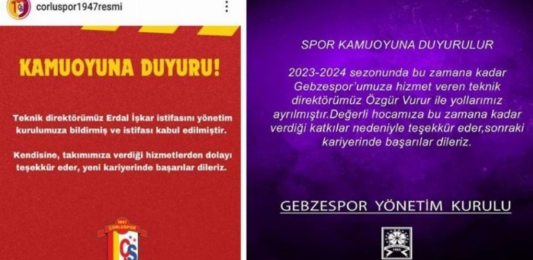 Bölgesel Amatör Lig’de iki takım teknik direktörlerle yollarını ayırdı